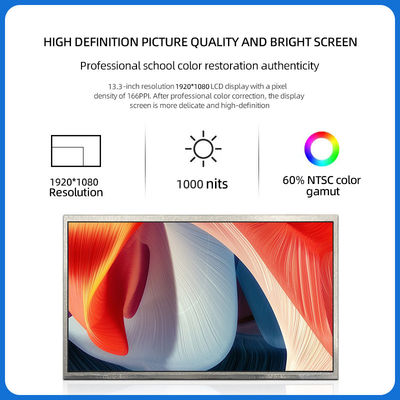 13.3 Zoll EDP TFT-LCD-Display 1920*1080 Pixel 30 Pins Außenbildschirm mit hoher Helligkeit1000cd/M2